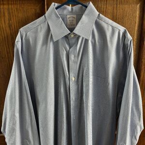 Brooks Brothers Mens Blue Gingham Regent  Button Down Shirt - Size 17 / 35